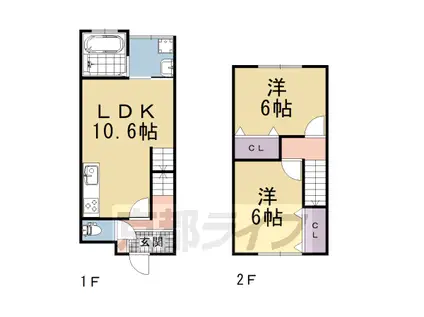 京阪電気鉄道京阪線 墨染駅 徒歩5分 2階建 築46年(2LDK)の間取り写真