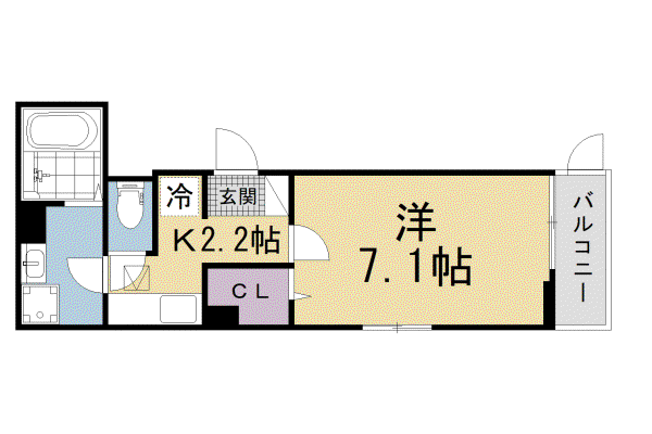 京阪電気鉄道京阪線 橋本駅(京都) 徒歩9分 3階建 新築(1K/1階)の間取り写真