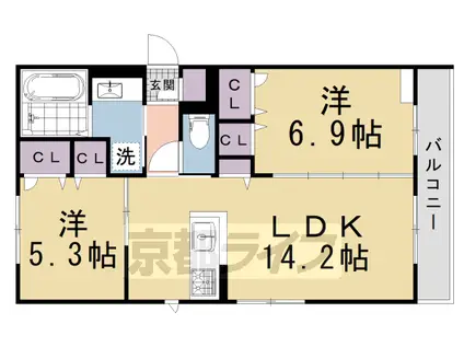 京都市烏丸線 北大路駅 徒歩10分 3階建 新築(2LDK/1階)の間取り写真