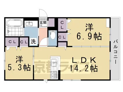 京都市烏丸線 北大路駅 徒歩10分 3階建 新築(2LDK/3階)の間取り写真