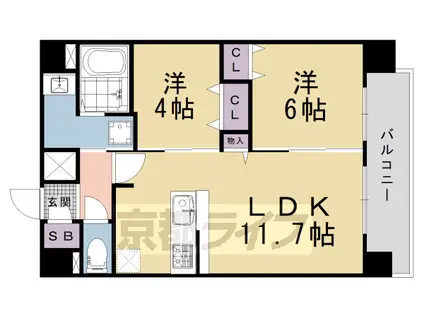 近鉄京都線 十条駅(近鉄) 徒歩10分 7階建 新築(2LDK/7階)の間取り写真