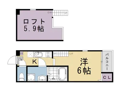 京阪電気鉄道京阪線 淀駅 徒歩7分 2階建 新築(1K/2階)の間取り写真