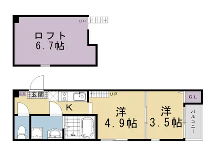 京阪電気鉄道京阪線 淀駅 徒歩7分 2階建 新築(2K/2階)の間取り写真