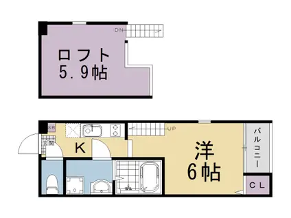 京阪電気鉄道京阪線 淀駅 徒歩7分 2階建 新築(1K/2階)の間取り写真
