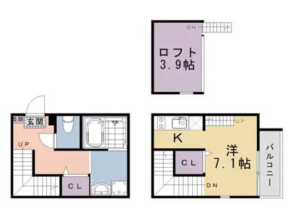 京阪電気鉄道京阪線 淀駅 徒歩7分 2階建 新築(ワンルーム/1階)の間取り写真