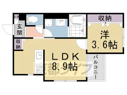 京都市東西線 東野駅(京都) 徒歩10分 3階建 新築(1LDK/3階)の間取り写真