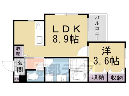 京都市東西線 東野駅(京都) 徒歩10分 3階建 新築(1LDK/1階)の間取り写真