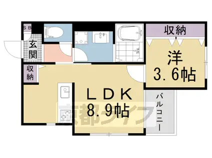 京都市東西線 東野駅(京都) 徒歩10分 3階建 新築(1LDK/1階)の間取り写真