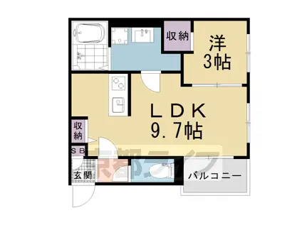 ウエスト HILLS 東野(1LDK/2階)の間取り写真