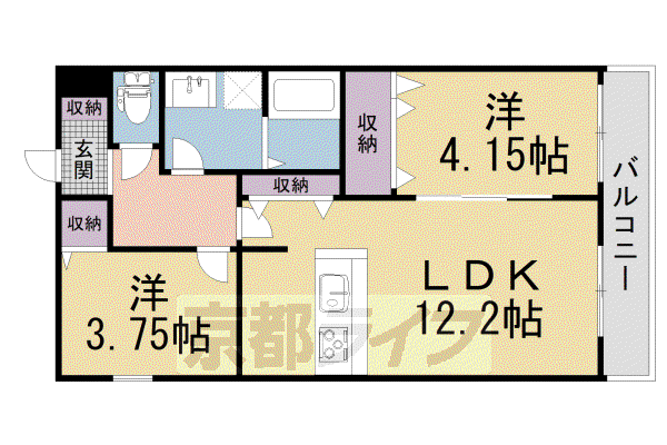 京阪電気鉄道京阪線 牧野駅 徒歩13分 3階建 新築(2LDK/1階)の間取り写真
