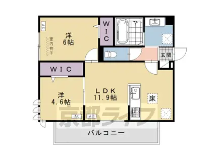 東海道本線 桂川駅(京都) 徒歩13分 3階建 築1年(2LDK/1階)の間取り写真