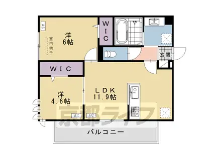 東海道本線 桂川駅(京都) 徒歩13分 3階建 築1年(2LDK/2階)の間取り写真