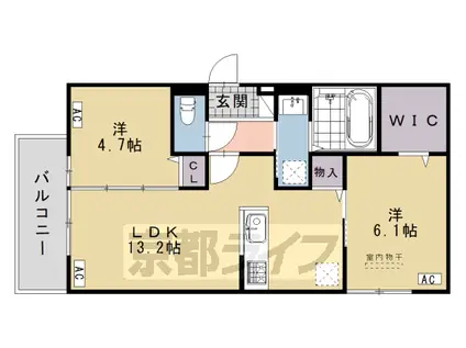 東海道本線 桂川駅(京都) 徒歩13分 3階建 築1年(2LDK/3階)の間取り写真