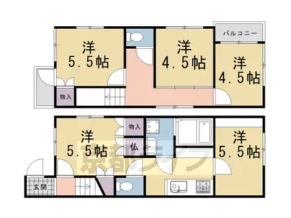 京福北野線 北野白梅町駅 徒歩13分 2階建 築29年(5K)の間取り写真