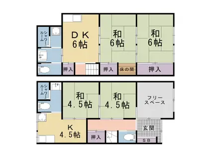 京福北野線 北野白梅町駅 徒歩1分 2階建 築65年(5SDK)の間取り写真