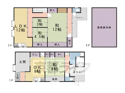京福北野線 北野白梅町駅 徒歩5分 2階建 築77年(4SLDK)の間取り写真