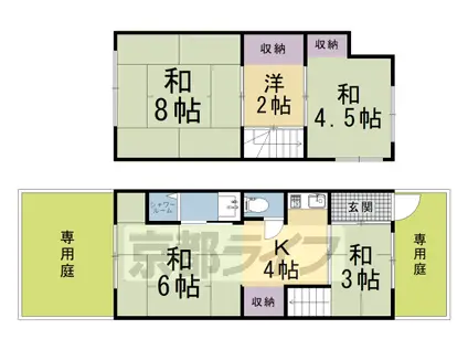 京福北野線 北野白梅町駅 徒歩10分 2階建 築100年(5DK)の間取り写真