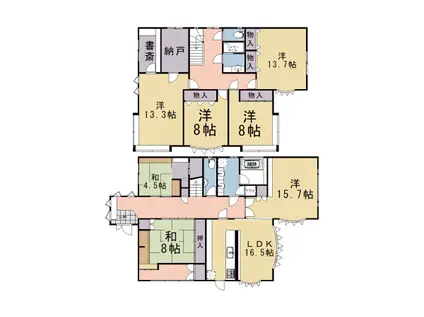 京都市烏丸線 松ケ崎駅(京都) 徒歩9分 3階建 築36年(7SLDK)の間取り写真