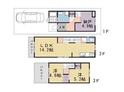 京阪電気鉄道京阪線 墨染駅 徒歩7分  築1年(2SLDK)の間取り写真