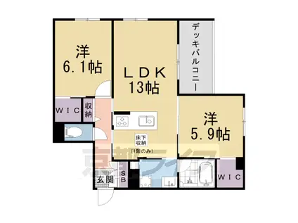 京都市東西線 御陵駅 徒歩10分 3階建 新築(2LDK/1階)の間取り写真