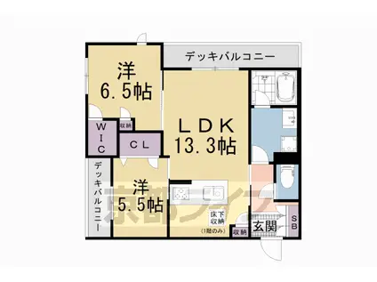 京都市東西線 御陵駅 徒歩10分 3階建 新築(2LDK/1階)の間取り写真