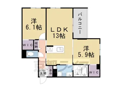 京都市東西線 御陵駅 徒歩10分 3階建 新築(2LDK/2階)の間取り写真
