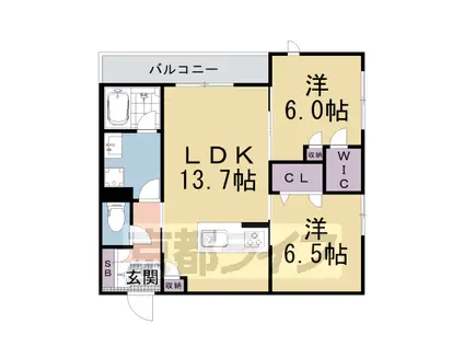 京都市東西線 御陵駅 徒歩10分 3階建 新築(2LDK/2階)の間取り写真