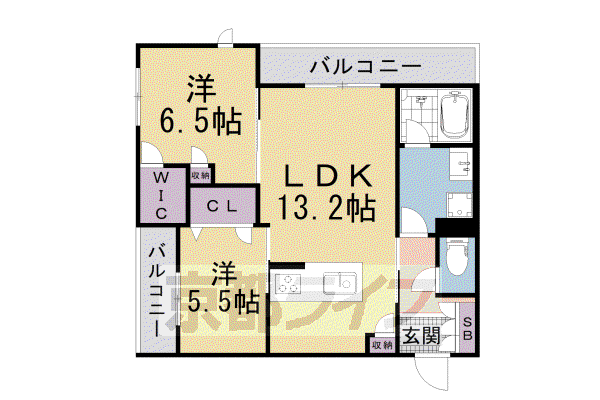 京都市東西線 御陵駅 徒歩10分 3階建 新築(2LDK/2階)の間取り写真