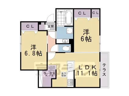 レジエール松ケ崎(2LDK/1階)の間取り写真