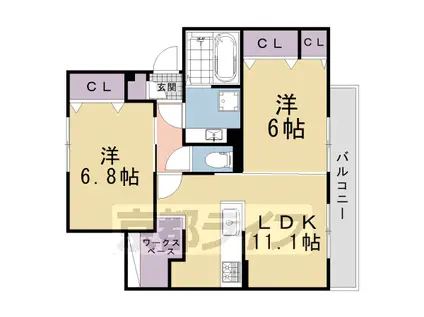 レジエール松ケ崎(2LDK/2階)の間取り写真