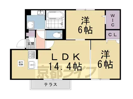 レジエール松ケ崎(2LDK/1階)の間取り写真