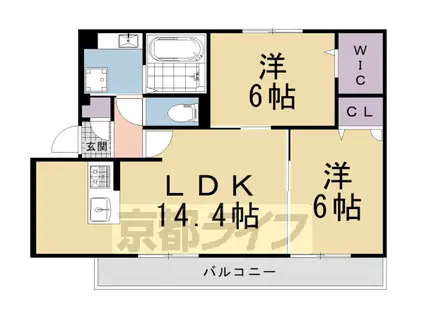 京都市烏丸線 松ケ崎駅(京都) 徒歩1分 2階建 新築(2LDK/2階)の間取り写真