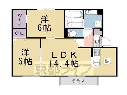 京都市烏丸線 松ケ崎駅(京都) 徒歩1分 2階建 新築(2LDK/1階)の間取り写真
