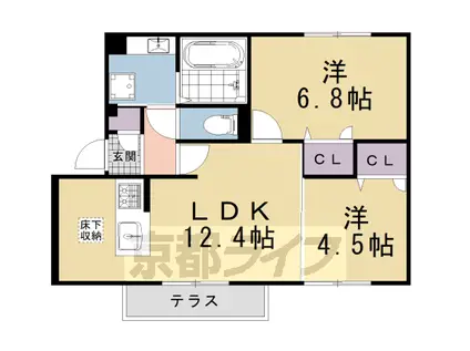レジエール松ケ崎(2LDK/1階)の間取り写真