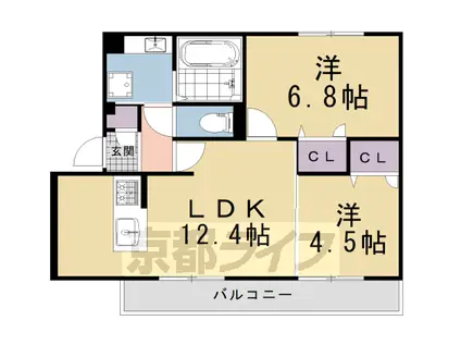 京都市烏丸線 松ケ崎駅(京都) 徒歩1分 2階建 新築(2LDK/2階)の間取り写真