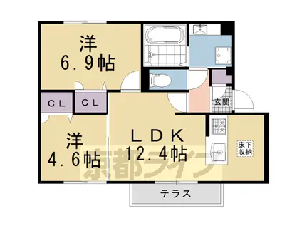 京都市烏丸線 松ケ崎駅(京都) 徒歩1分 2階建 新築(2LDK/1階)の間取り写真