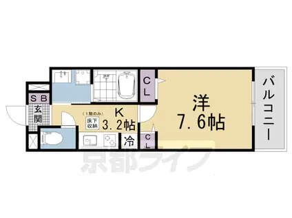東海道本線 山科駅 徒歩9分 3階建 新築(1K/1階)の間取り写真
