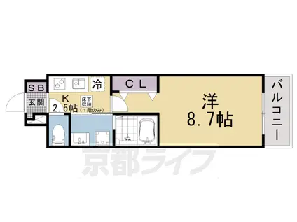 東海道本線 山科駅 徒歩9分 3階建 新築(1K/1階)の間取り写真