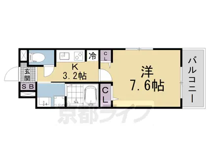 東海道本線 山科駅 徒歩9分 3階建 新築(1K/3階)の間取り写真