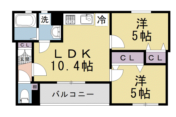 京阪電気鉄道交野線 宮之阪駅 徒歩13分 3階建 築1年(2LDK/3階)の間取り写真