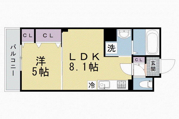 京阪電気鉄道交野線 宮之阪駅 徒歩13分 3階建 築1年(1LDK/1階)の間取り写真