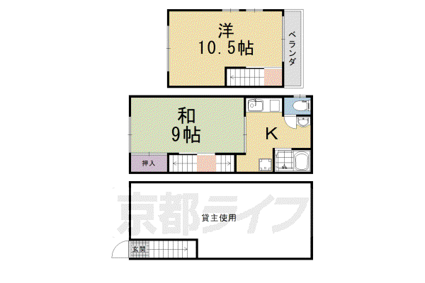 京福嵐山本線 有栖川駅 徒歩7分 3階建 築61年(2K)の間取り写真