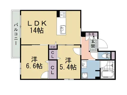 シャーメゾン ヒカリ(2LDK/2階)の間取り写真