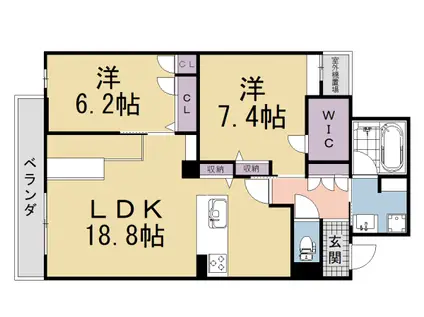 京阪電気鉄道京阪線 丹波橋駅 徒歩3分 3階建 新築(2LDK/2階)の間取り写真