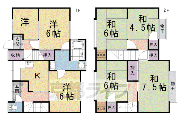 京都市烏丸線 五条駅(京都市営) 徒歩9分 2階建 築46年(6K)の間取り写真