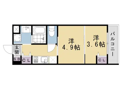 東海道本線 西大路駅 徒歩10分 5階建 新築(2K/3階)の間取り写真