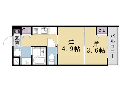 東海道本線 西大路駅 徒歩10分 5階建 新築(2K/5階)の間取り写真