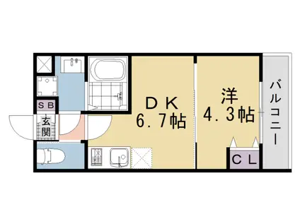 MJC京都ESTRUTH(1DK/4階)の間取り写真