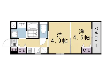 東海道本線 西大路駅 徒歩10分 5階建 新築(2K/5階)の間取り写真