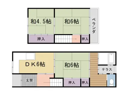 京福嵐山本線 車折神社駅 徒歩3分 2階建 築45年(3DK)の間取り写真